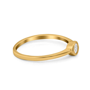 Petite Dainty Wedding Ring Bezel Yellow Tone, Simulated CZ 925 Sterling Silver